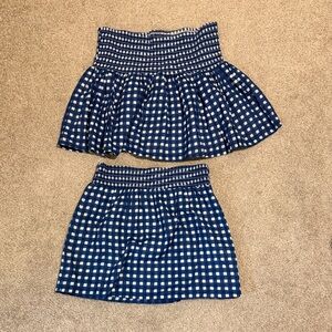 Blue Checkered Women's Skirt Set